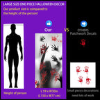 Rypyp 2PCS Halloween Decorations Indoor Window Clings, Large Window/Door Covers(59x30in)- Scary Zombie with Bloody Handprints at The Window, Halloween Haunted House Party Décor, Garage Door Cover