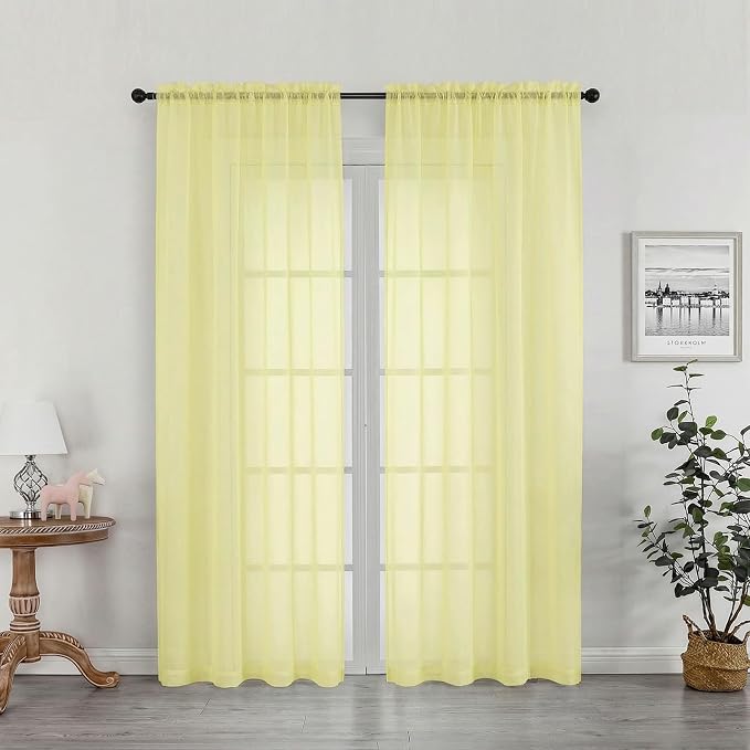 Sheer Curtains 78 Inches Long 2 Panels Set by OWENIE