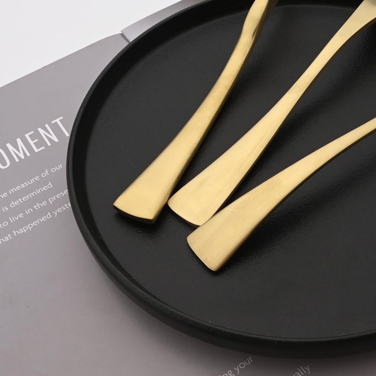 Luxury 18/10 Stainless Steel Matte Champagne gold Flatware Set - Silverware Cutlery Utensil Set Steak Knife Spoon and Fork Knife Serving Set,Service for 1 (6-Piece)