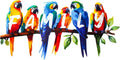 ULENDIS Metal Parrot Wall Art, Birds on Branch Wall Decor Family Sign for Front Door, Wall Hanging Decoration for Garden Living Room Balcony Patio Indoor Outdoor