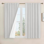 54 Inch Light Grey Linen Full Blackout Window Curtains by LAMIT
