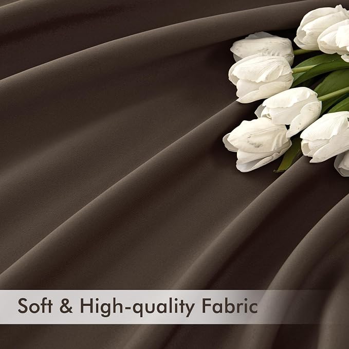 MIULEE Chocolate Brown Back Tab Blackout Curtains 52x108 Inch 2 Panels Set | - Image 6