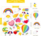20 PCS Rainbow Thick Gel Clings for Classroom Realistic Window Gel Clings Decal Stickers for Kids Toddlers and Adults Home Airplane Nursery Rainbow Party Supplies Removable and Reusable