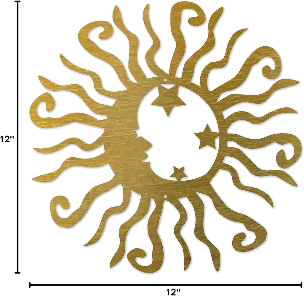 Riverside Designs Wacky Solar Moon Metal Wall Art Steel Outdoor Decor | Heavy-Duty and Waterproof | Made in USA (Gold, 12L x 12W)