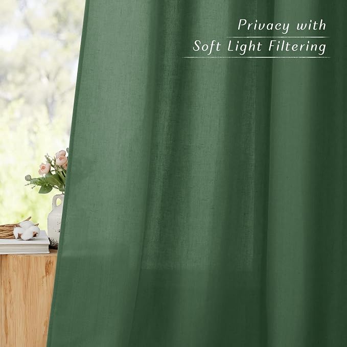 NICETOWN Linen Olive Green Window Curtains 84 inches Long, Grommet Thick Linen - Image 5