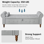 Storage Ottoman Bench for Bedroom, 63" End of Bed Bench with Rolled Arms Upholstered Ottoman Bench Fit for Bedroom, Living Room, Entryway, Velvet Light Gray