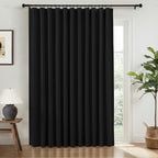 INOVADAY Linen Textured 100% Blackout Sliding Door Curtains 102x96 Black | 1 by INOVADAY