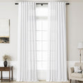 White Linen Extra Long Curtains 121 Inches Long 2 Panels Set Back Tab Curtains by Nanspring