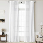 White Linen Curtains 168 Inches Long Back Tab Extra Long Curtains by Nanspring