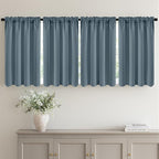 MIULEE 4-Panel 36 Inch Blackout Kitchen Tier Curtains Over Sink Grey Blue | by MIULEE