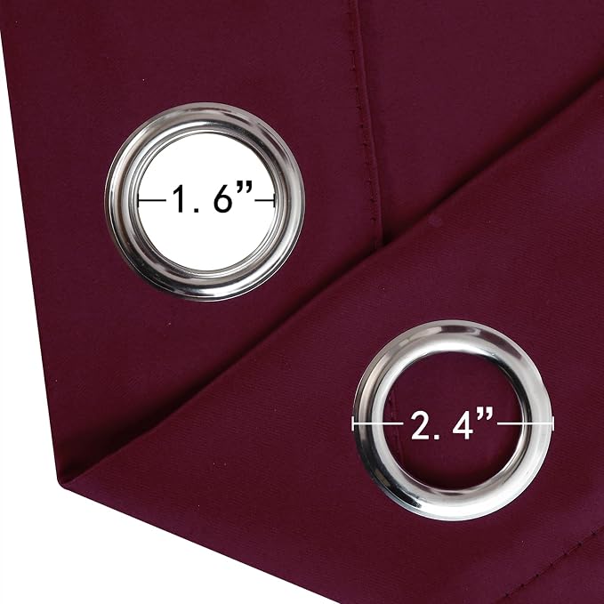 Blackout Curtains 52 x 90 Inch Long Burgundy Red Curtains Set of 2 Panels Room - Image 5