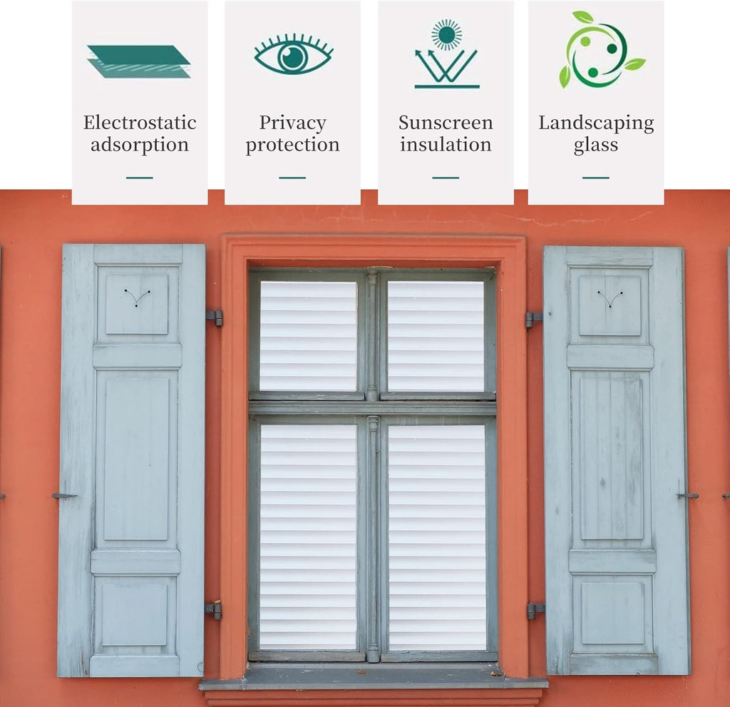 Window Privacy Film with Installation Tools, Blinds Pattern, Static Cling, Anti UV, Heat Control, Ideal for Home Shower Office Glass Door (Blinds Pattern, 17.5X118.1Inch)
