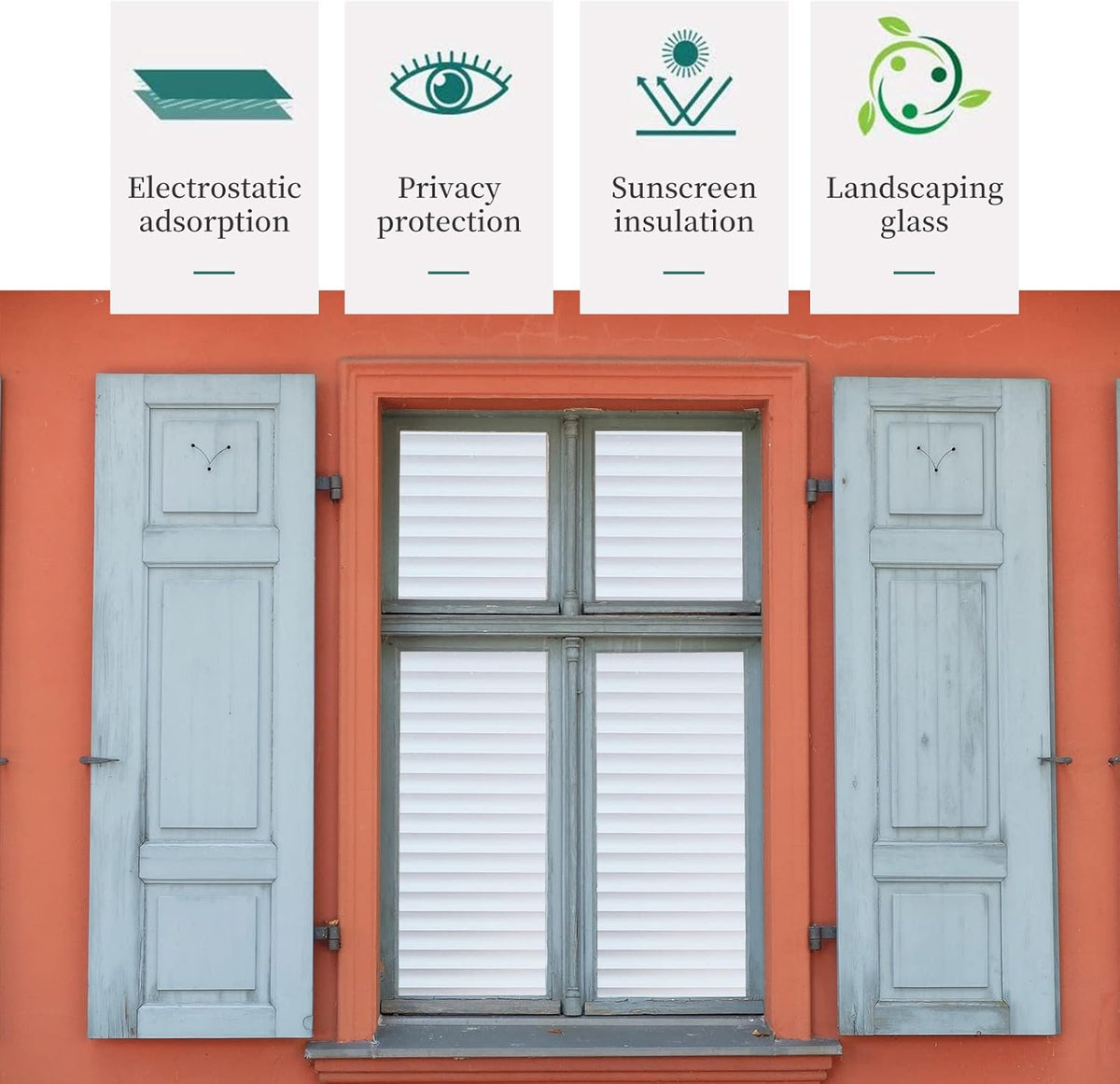 Window Privacy Film with Installation Tools, Blinds Pattern, Static Cling, Anti UV, Heat Control, Ideal for Home Shower Office Glass Door (Blinds Pattern, 17.5X118.1Inch)