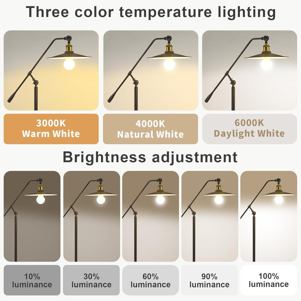 Bright Smart Floor Lamp with Remote Control and Bluetooth Dimming,Living Room Couch Corner Bedroom Office Library Study Reading Standing Lights, Adjustable Black Rustic Vintage Industrial Home Decor