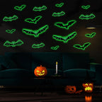 3 Sheets Glow in The Dark Halloween Skeleton Bat Decals Luminous Halloween Skeleton Bat Stickers Removable Bat Wall Decor Glowing Window Clings for Scary Halloween Theme Party Decorations