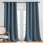 NICETOWN Smoky Blue Curtains 90 inch Length, Sound Reducing Thermal Insulated by NICETOWN