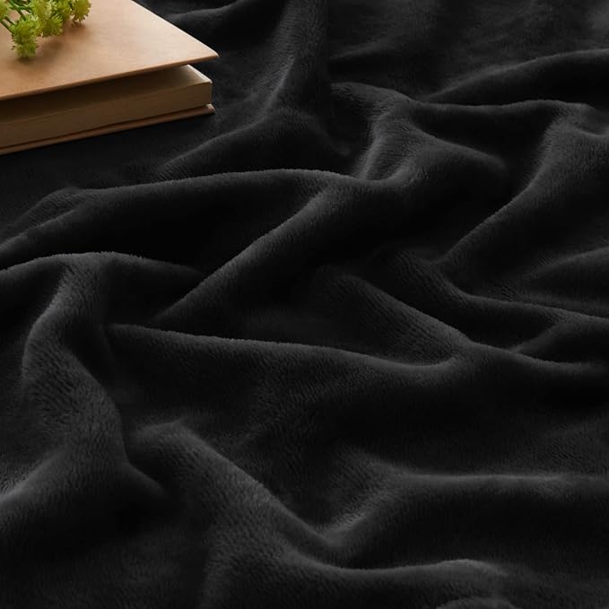 BEDELITE Fleece Blanket Soft Plush King Size Bed Blanket Black 108"x90" | Ultra - Image 4