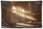 Kurtect Retro Bookshelf Tapestry,Medieval Mid Century Library Building Pattern Print Tapestries for Party Beach Picnic Blankets Tablecloths Living Room Wall Deocr, 40x60 in