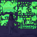 Glow in The Dark Stickers, 89 PCS Glow Stars Unicorn Ceiling Stickers Unicorn Rainbow Sweet Dreams Wall Decals for Kids Girls Bedroom Nursery Playroom Party Room Decor