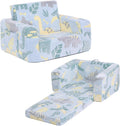 Welnow 2-in-1 Kids Sofa Chair, Glow in The Dark Convertible Toddler Chair Flip Out Children Sofa Folding Kids Play Sofa with Side Pockets & Removable Cover Armrest Chair for Girl or Boy