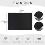 FROMHEART Faux Leather Placemats Set of 12–Waterproof,Heat/Oil Stain-Resistant PU Table Mat–Reversible,Non-Slip,Easy to Clean Place Mats for Kitchen,Dining,Indoor/Outdoor,(Black,11.8" x 17")