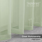 Simplebrand Light Green Sheer Curtains 84 Inches Long 2 Panels, Light Filtering - Image 3