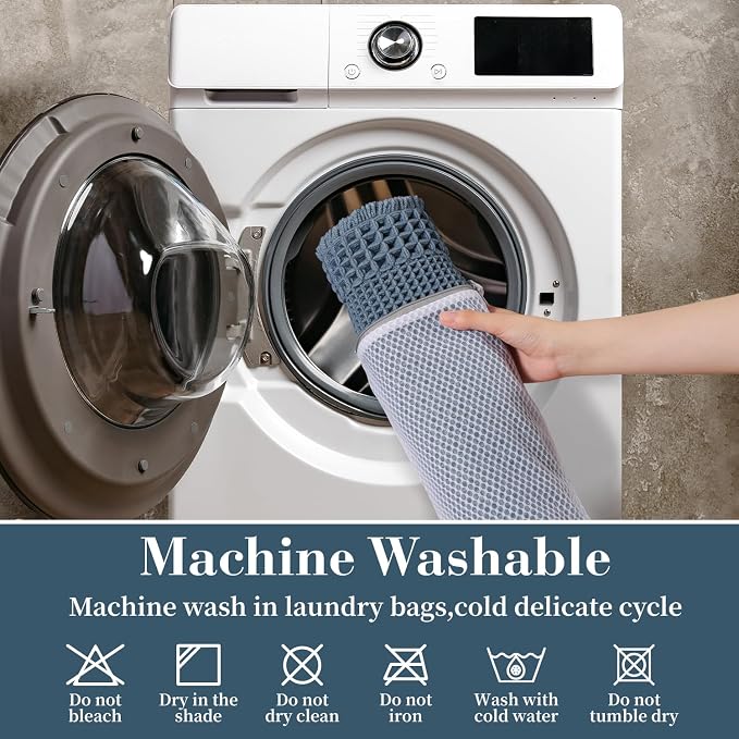 RESARE Waffle Bath Mat for Bathroom, Non Slip Bathroom Rugs 24"x36" Blue | - Image 6