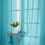 Turquoise Sheer Curtains 72 Inches Long 2 Panels Set, Light Filtering Sheer - Image 6