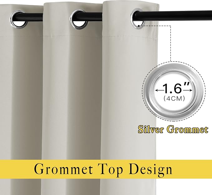 NICETOWN Natural Room Darkening Bedroom Curtains 96 inches Long, Grommet - Image 2