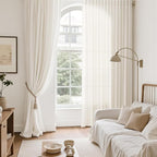 Modern Linen Curtains for Living Room 102 Inches Long Light Filtering Semi - Image 6
