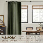 MIULEE Olive Green Pinch Pleated 100% Blackout Linen Curtains 40x90 Inches | - Image 3