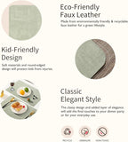 Maxpearl Faux Leather Placemats Set of 6 - Waterproof - Wipe Clean - Heat Resistant - Anti Slip Dining Table Place Mats, Suitable for Indoor & Outdoor Use, 17’’x12’’, Sage Green