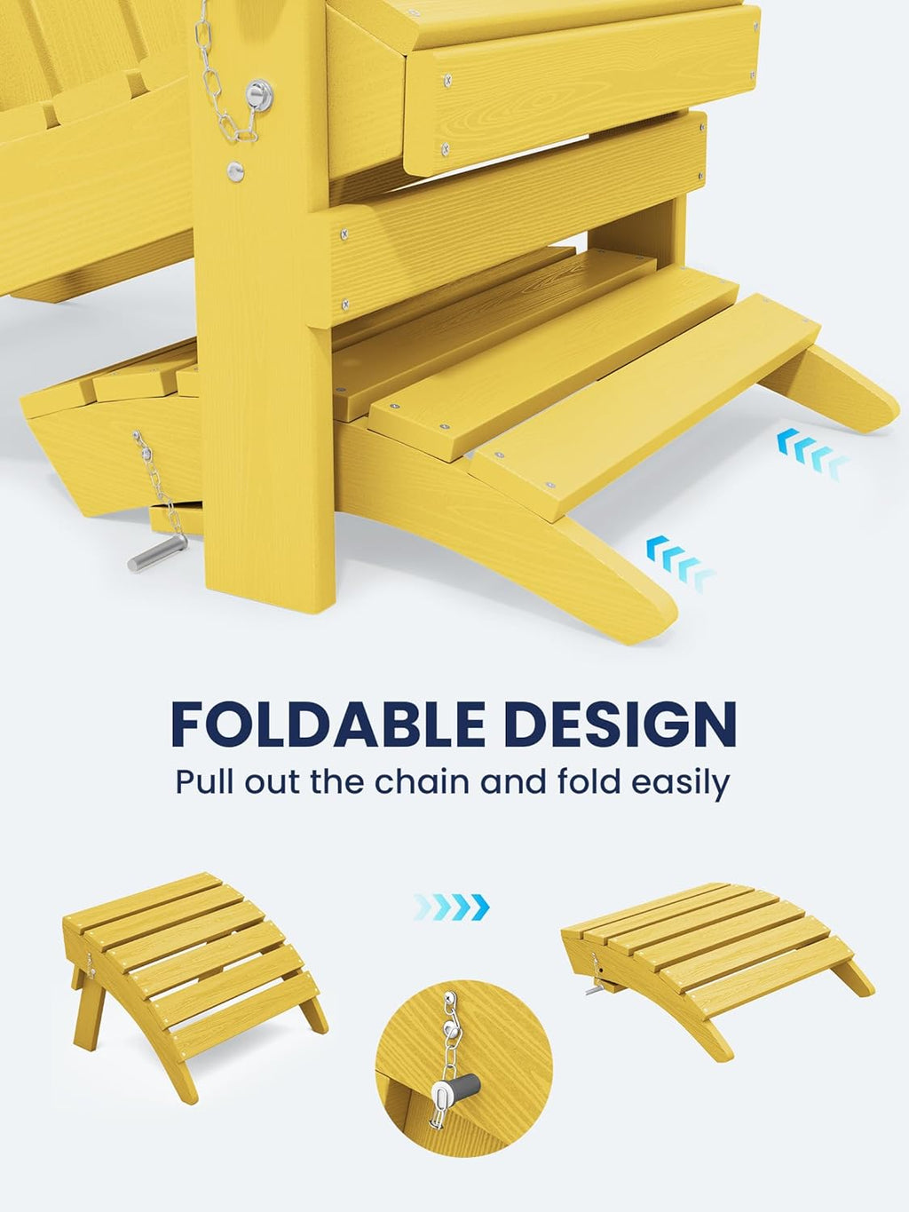 KINGYES Folding Adirondack Ottoman for Adirondack Chair, Yellow