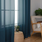 Simplebrand Dusty Blue Short Sheer Kitchen Curtains 36 Inch Length Tier Rod - Image 5