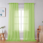 Simplebrand Lime Sheer Curtains 96 Inches Long, Light Filtering Rod Pocket - Image 5