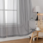 Simplebrand Grey Tier Curtains for Kitchen 24 Inches Long 2 PaSet, Rod Pocket - Image 4