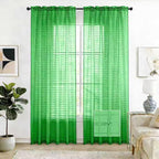 SpaceDresser Check Sheer Curtains 96 Inches 2 Panels Set, Rod Pocket Plaid by SpaceDresser