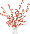 4Pcs Fake Flowers Blossom Branches Artificial Flowers for Indoor Decor, Faux Long Stem Realistic Indoor Plants for Vase Wedding Home Office Bedroom Party Table Centerpieces Decor