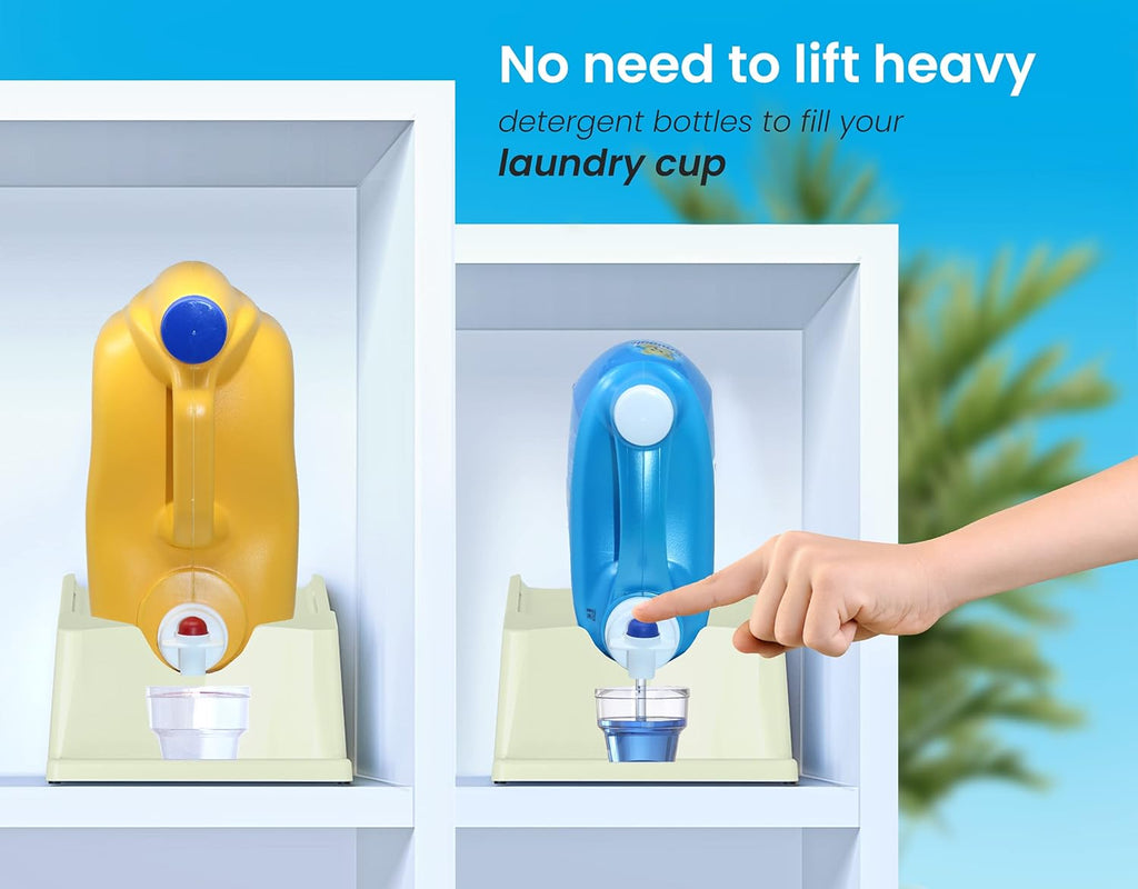 TidyFriend Laundry Detergent Holder Stand Organizer with Drip Tray, 3 Pack Laundry Soap Holder with Non-Slip Rubber Feet for Washing Space Organization, Angled Downward Slope for Easy Pouring (Green)