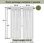 Black Sheer Curtains 120 Inches Long 2 Panels, Balance Light & Privacy Voile - Image 2