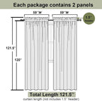 Ivory Sheer Curtains 120 Inches Long 2 Panels, Extra Wide Farmhouse Elegant - Image 2