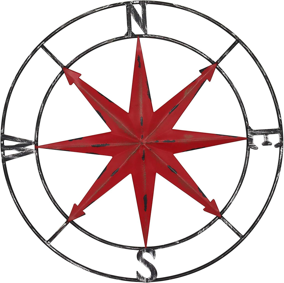 aboxoo Round Metal Compass Decorative Compass Metal Wall Art Hanging Wall Sculpture 11 Inch Diameter Farmhouse Decor Indoor or Outdoor Sign