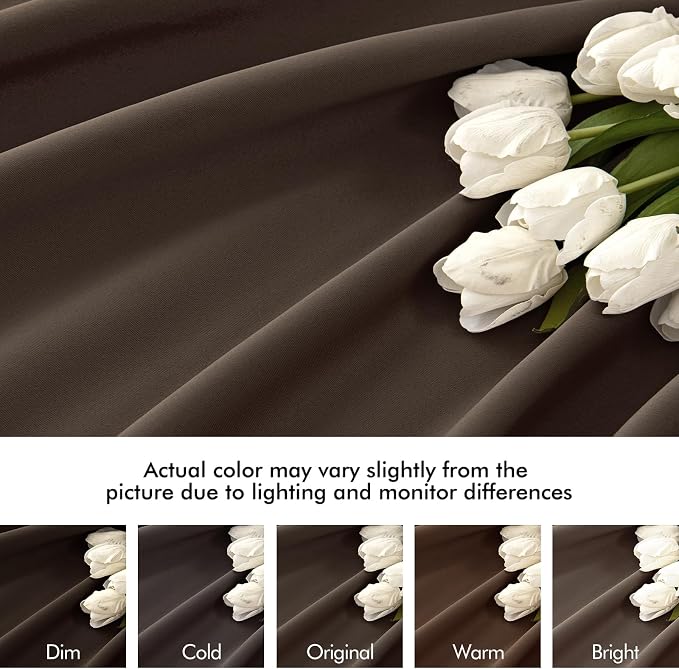 MIULEE Chocolate Brown Back Tab Blackout Curtains 52x108 Inch 2 Panels Set | - Image 8