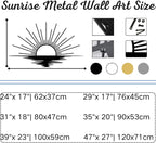 Sunrise Metal Wall Art, Metal Sun Wall Decor, Metal Sun Outdoor Decor, Large Metal Sun Wall Art, Sun Wall Art, Boho Sun Wall Art, Sunshine Metal Sign, Living Room Bedroom Wall Hangings (Gold, 35"x 20"| 90x53cm )