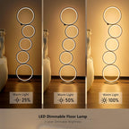 NUÜR 43.3" Modern Floor Lamp, LED Floor Lamp for Living Room, Dimmable, Circle Standing Lamp, Energy-Saving, Unique Lamp for Bedroom, Office, Home