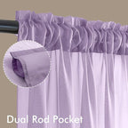 MIULEE Light Purple Sheer Curtains 72 Inches Long 4 Panels 42 x 72 Inches | - Image 3