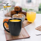 16 OZ Black Stoneware Mugs Set of 6, Large Ceramic Coffee Cups with Handle, Porcelain Mugs for Latte, Milk, Tea and Juice