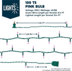 Joiedomi Pink Christmas String Lights,200(2x100) 42.8FT Valentines Day Fairy Tree Lights Plug in for Indoor Outdoor Xmas Valentines Decor Patio Holiday Theme Party Yard House,Green Wire