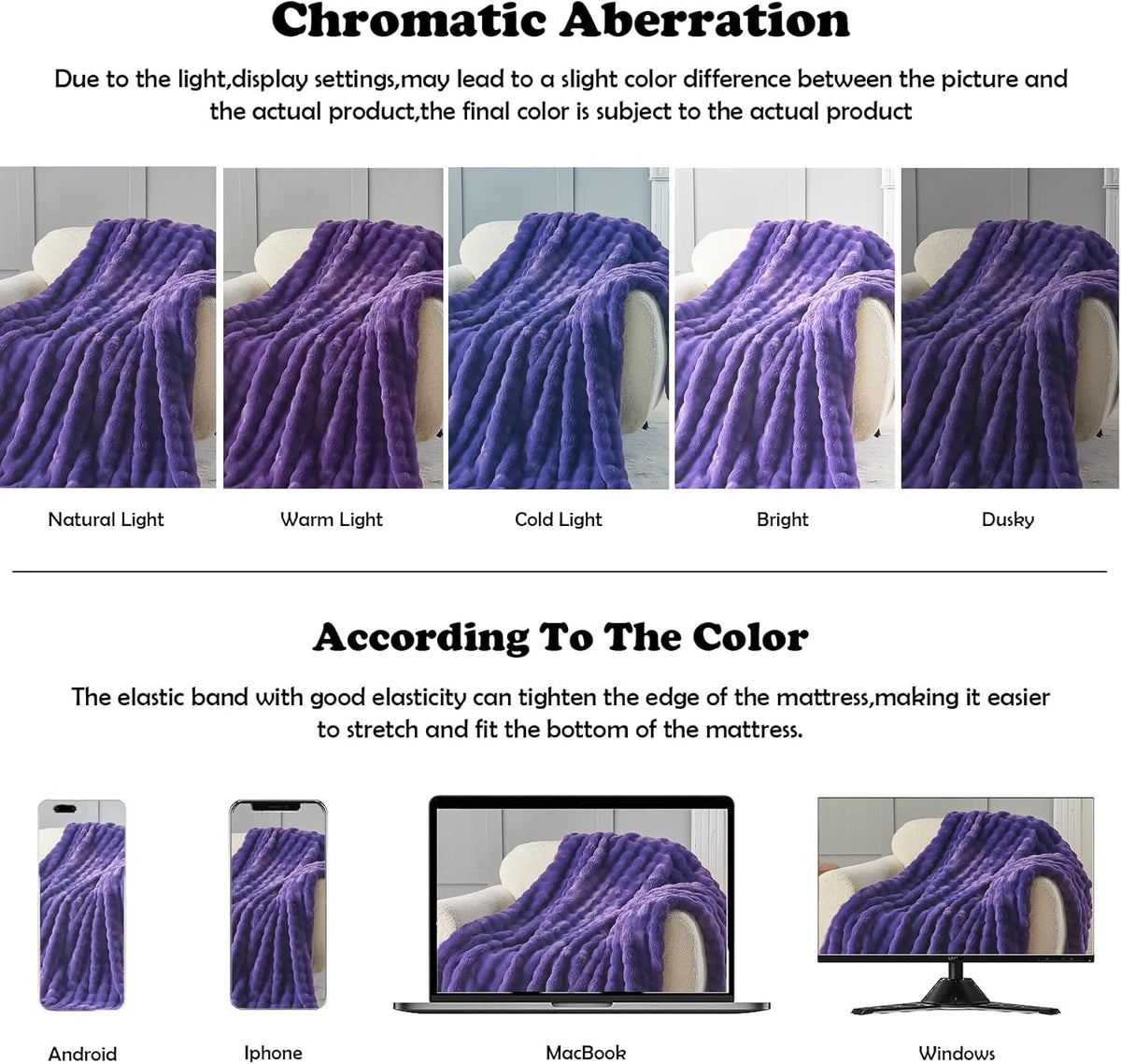 NEWCOSPLAY Faux Fur Twin Blanket Purple Bubble Blanket Thick Warm Soft for Couch Sofa Bed 550GSM (Purple, Twin(60"x80"))