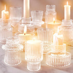 12 Pcs Glass Candlestick Holders Taper Candle Holders for Table Centerpieces, Wedding Decor and Dinner Party, Clear